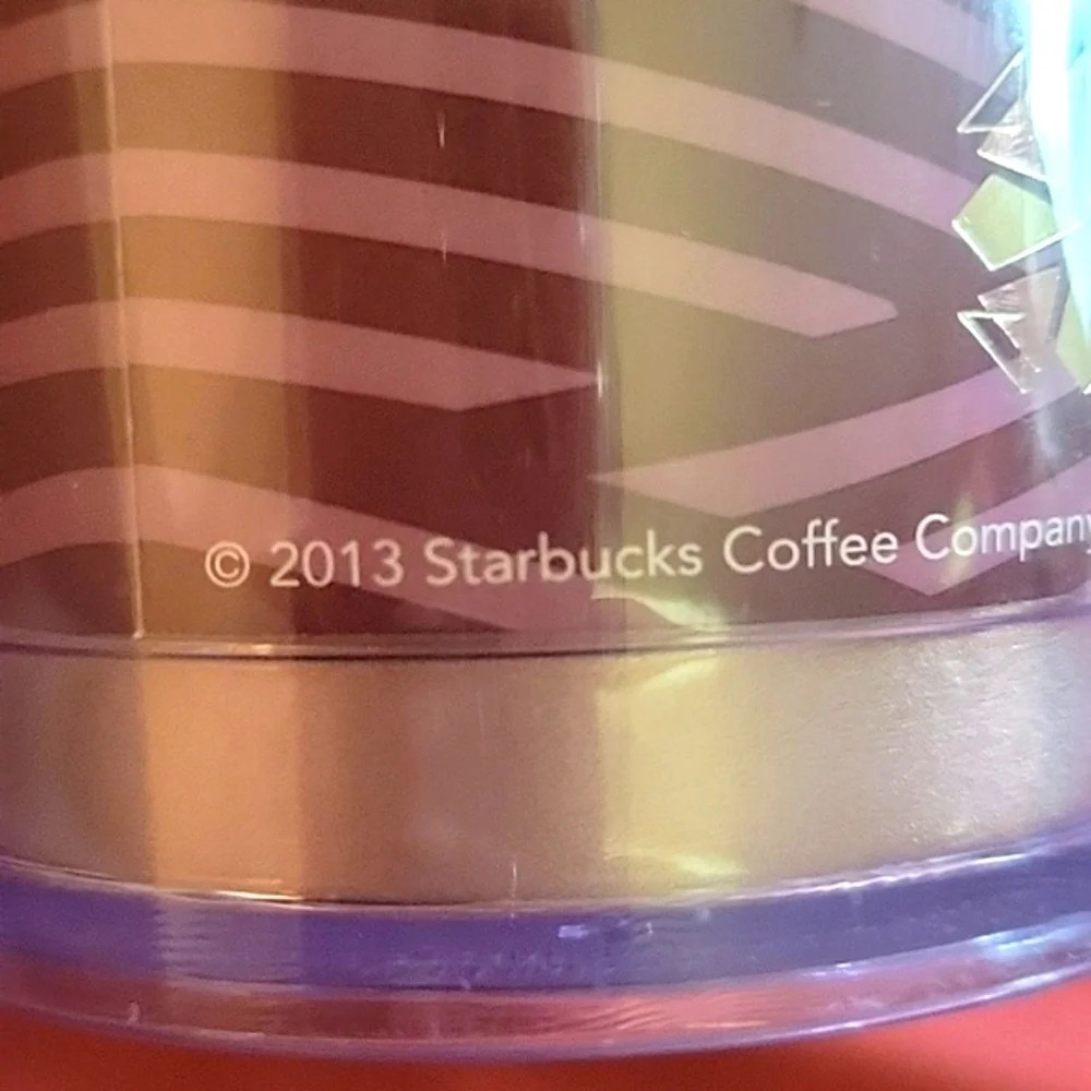 STARBUCKS 2013 Holiday Brown & Gold Tumbler With Gold Band